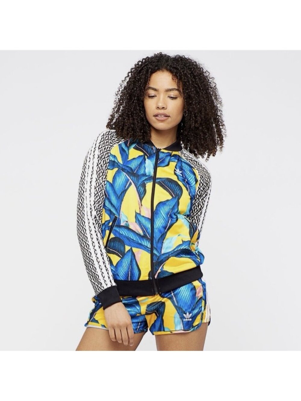 Adidas Originals x FARM Rio Curso d'Agua Track Jacket Floral Palm Leaf Womens M
